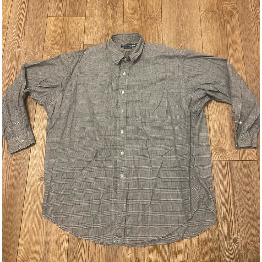 Vintage Ralph Lauren Lowell sport men’s gray plaid button up size XL.